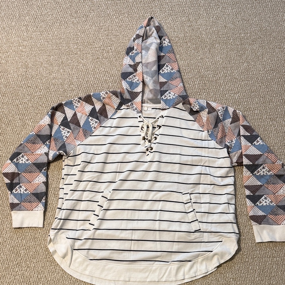 Maurices Multicolor Patchwork Hoodie - image 1